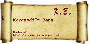 Korcsmár Bars névjegykártya